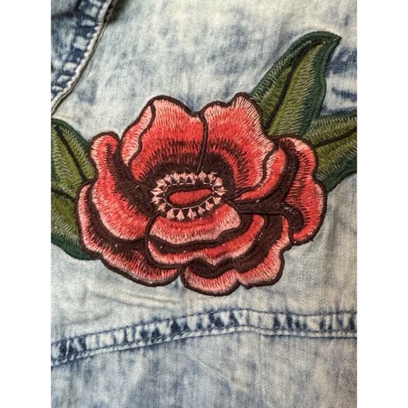 Highway Jeans Denim Button Down Shirt 3XL Flower Embroidery NWT - Picture 6 of 6